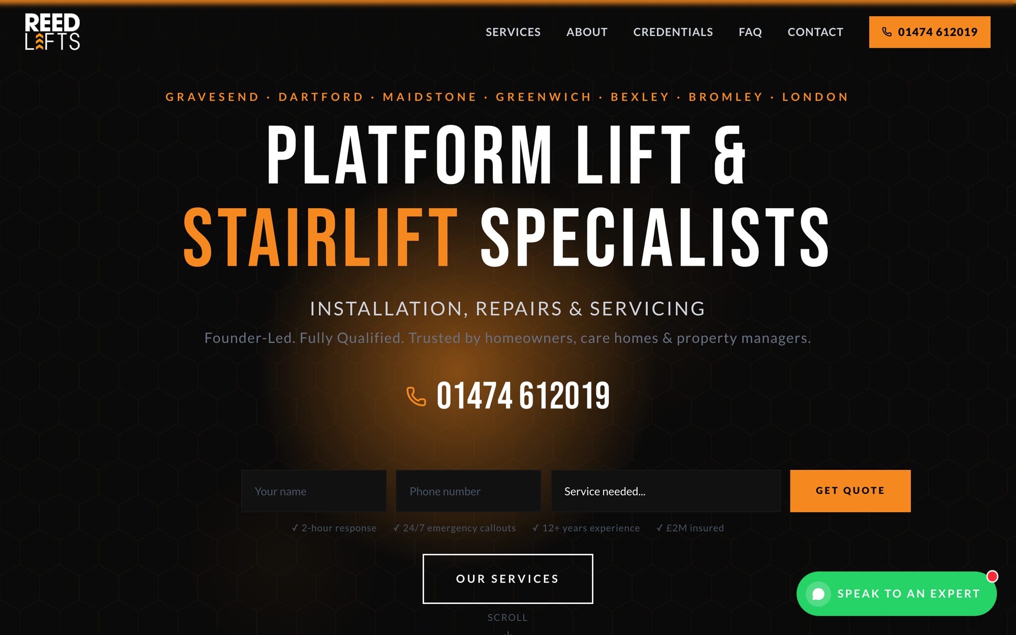 Reed Lifts, earlier version of my own website build