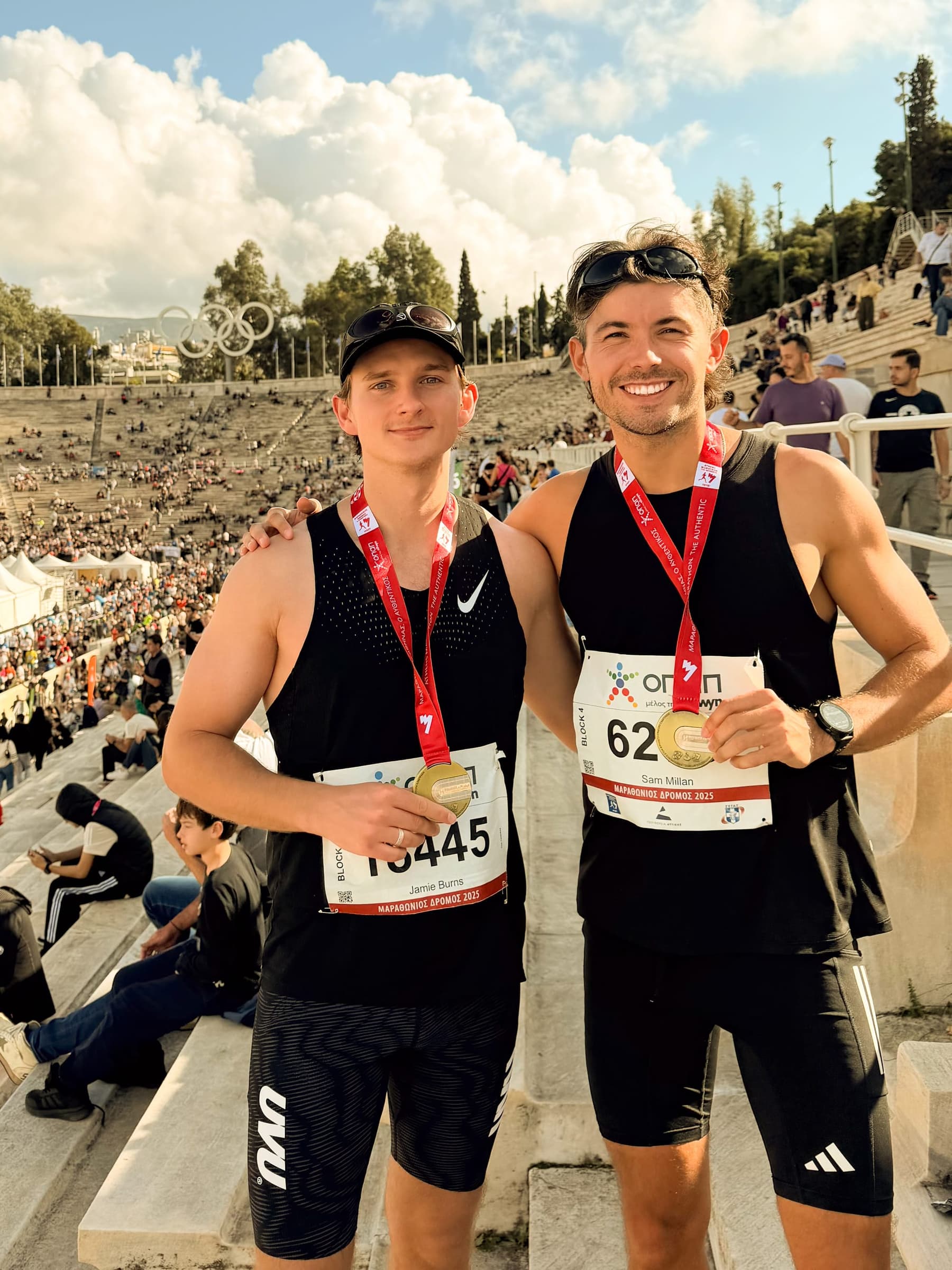 Sam and Jamie after the Athens Marathon