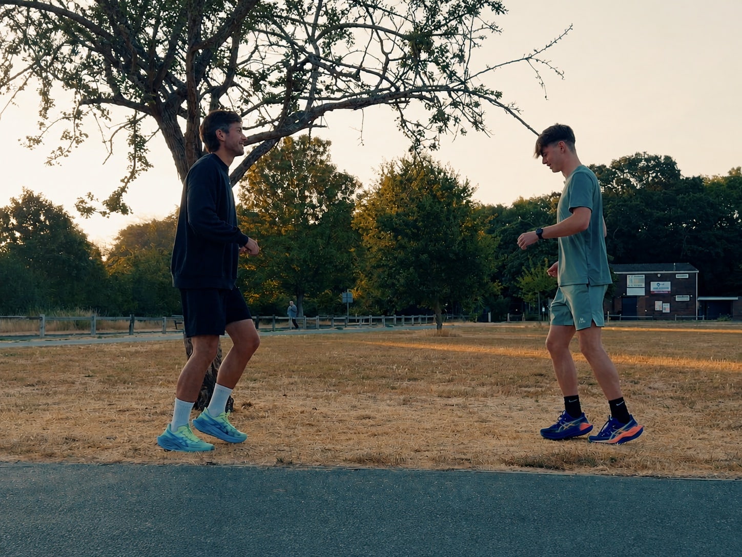 Sam coaching Callum during a running session
