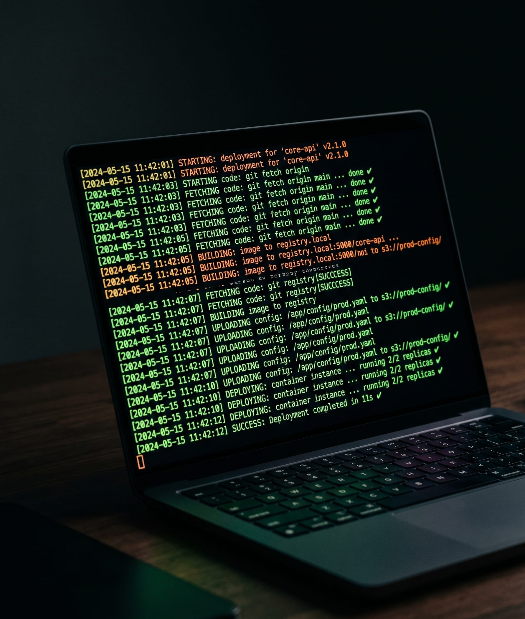Terminal showing automation deployment logs